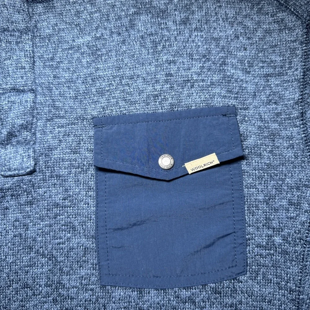 Woolrich Sweater Mens‎ XL Blue Quarter Snap Pullover Fleece Outdoor Warm Pocket